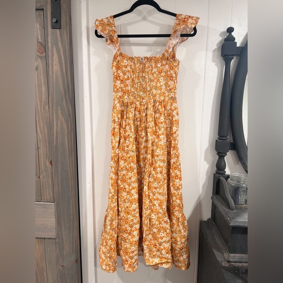 REFORMATION Lucila Linen Yellow Midi Dress 2 - Picture 6 of 10